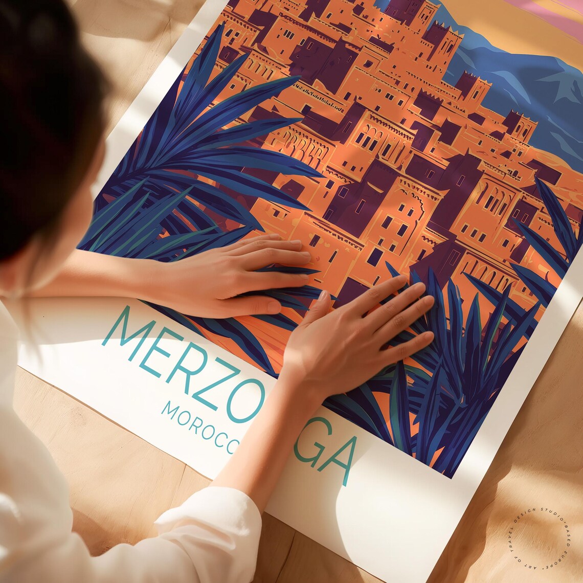 Merzouga Morocco Desert Kasbah Sunset Mountains Sahara Travel Poster - Image 3