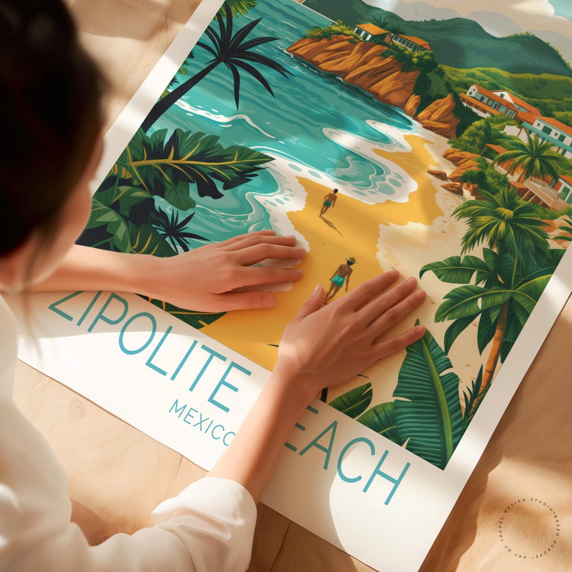 Zipolite Beach Travel Poster, Mexico Art Print - Image 3