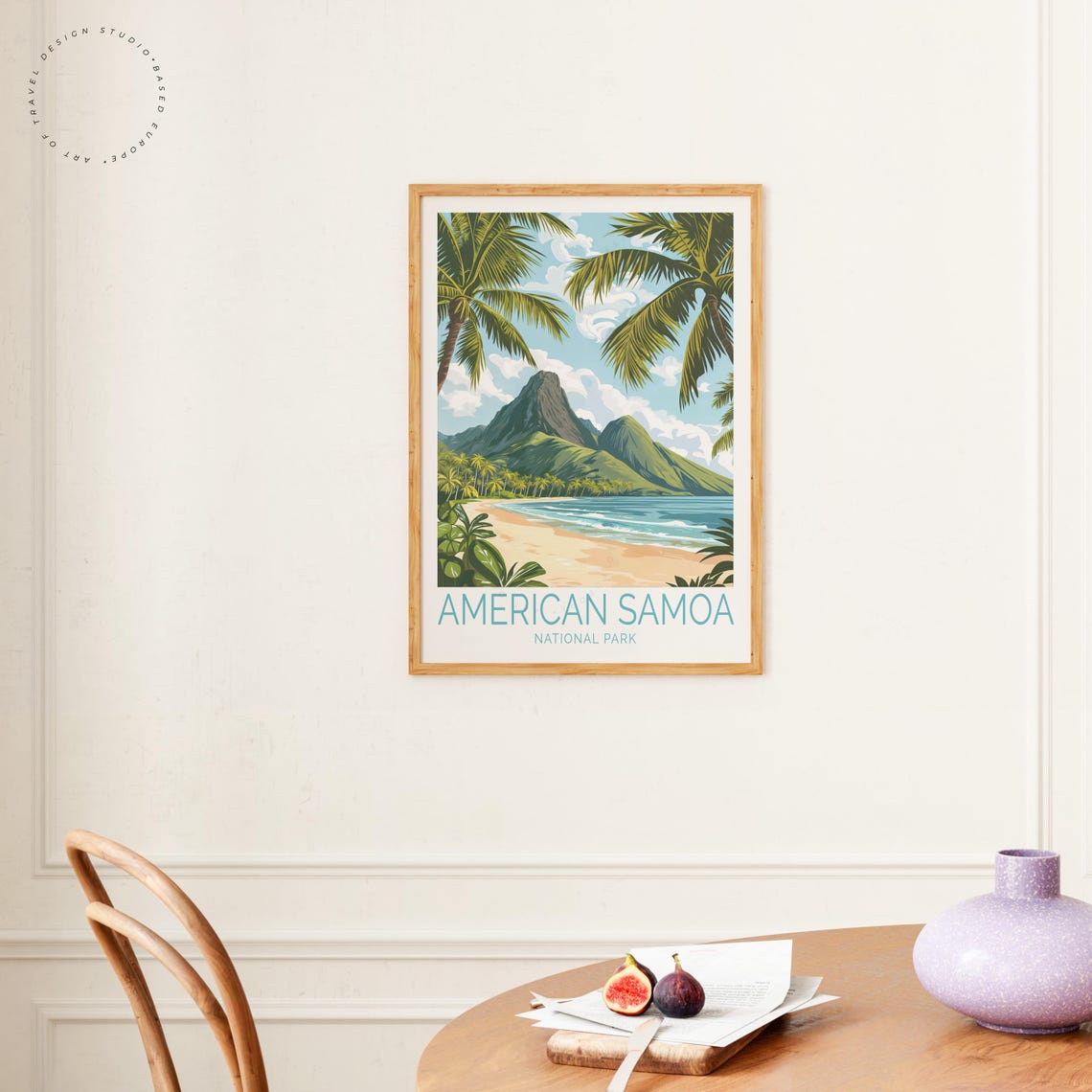 American Samoa National Park Tropical Beach Palm Trees Volcano Poster - Image 4