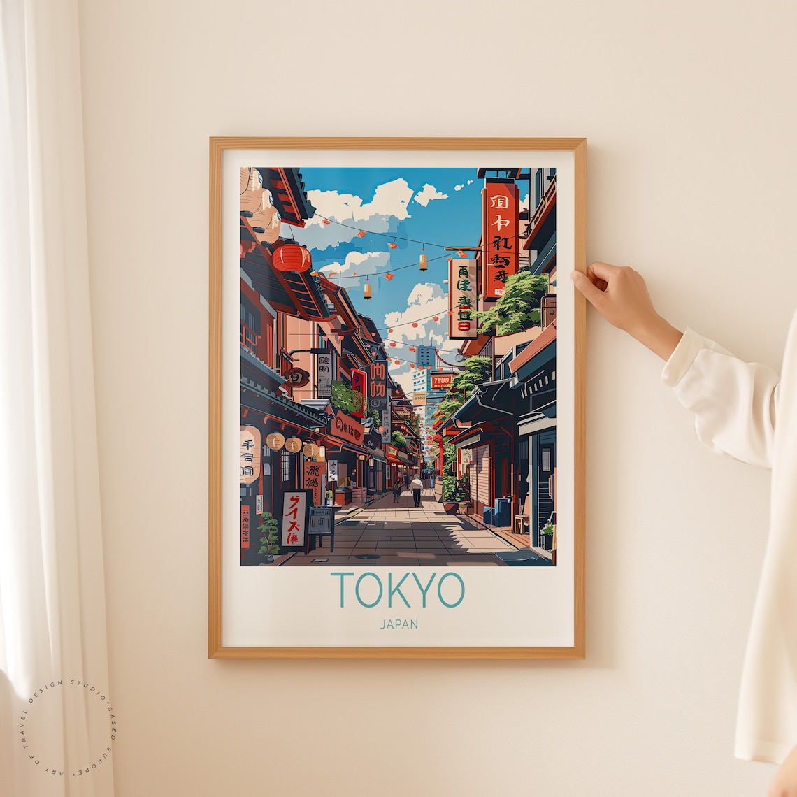 Tokyo Japan Historic Lantern Street Traditional Shops Poster - Image 2