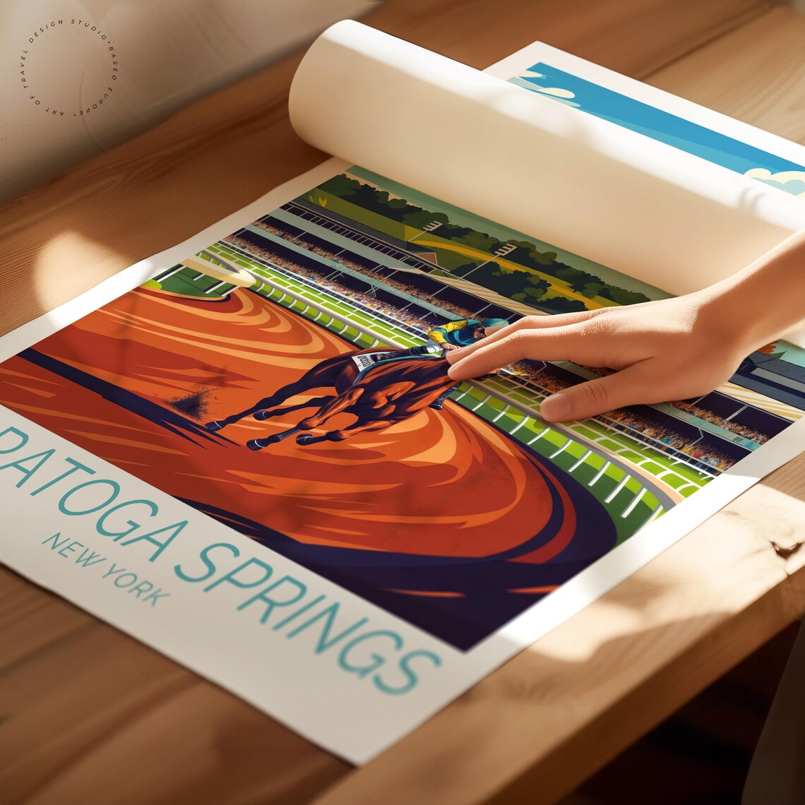 Saratoga Springs New York Horse Racing Track Vintage Sports Art Poster - Image 2