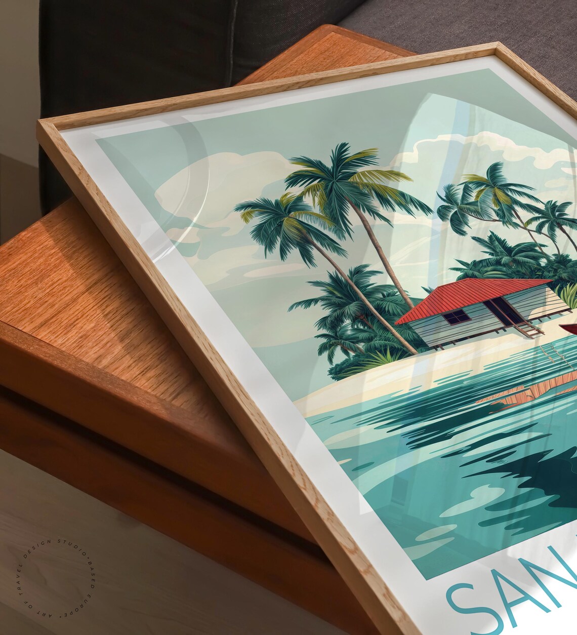 San Blas Islands Panama Beach Hut Red Boat Lagoon Travel Poster - Image 6