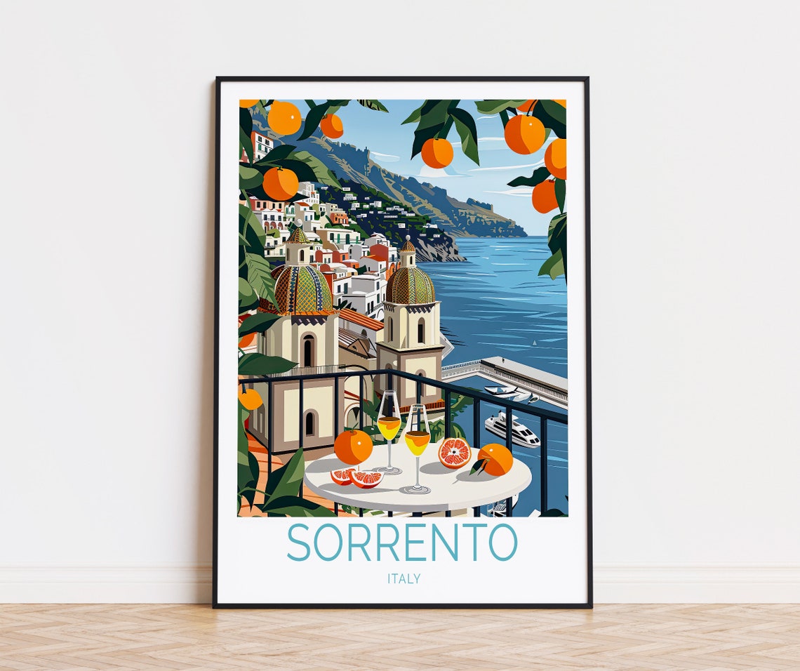 Sorrento Italy Coastal View With Orange Groves And Terrace Poster