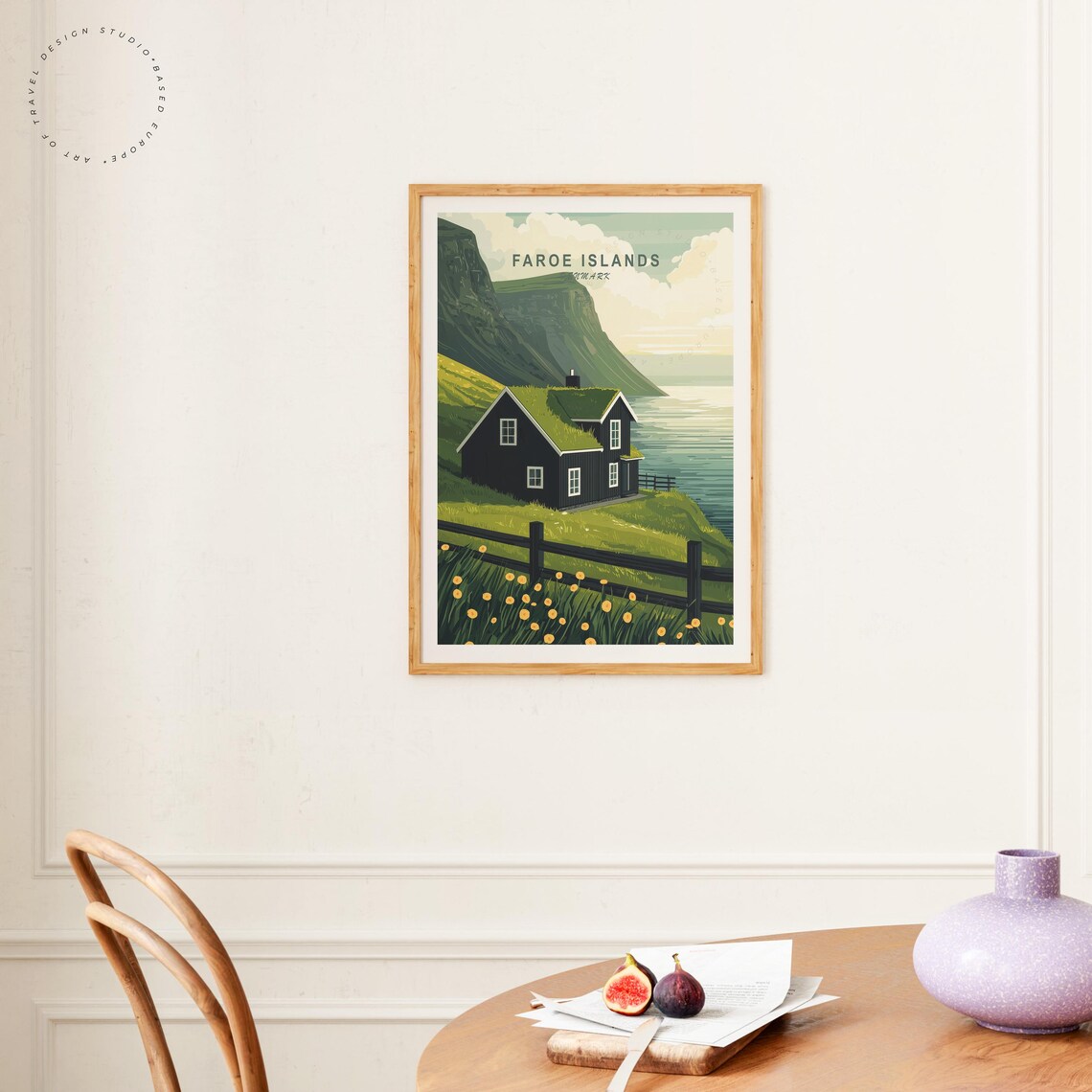 Faroe Islands Denmark Turf Roof House Cliff Ocean Wildflowers Poster - Image 4