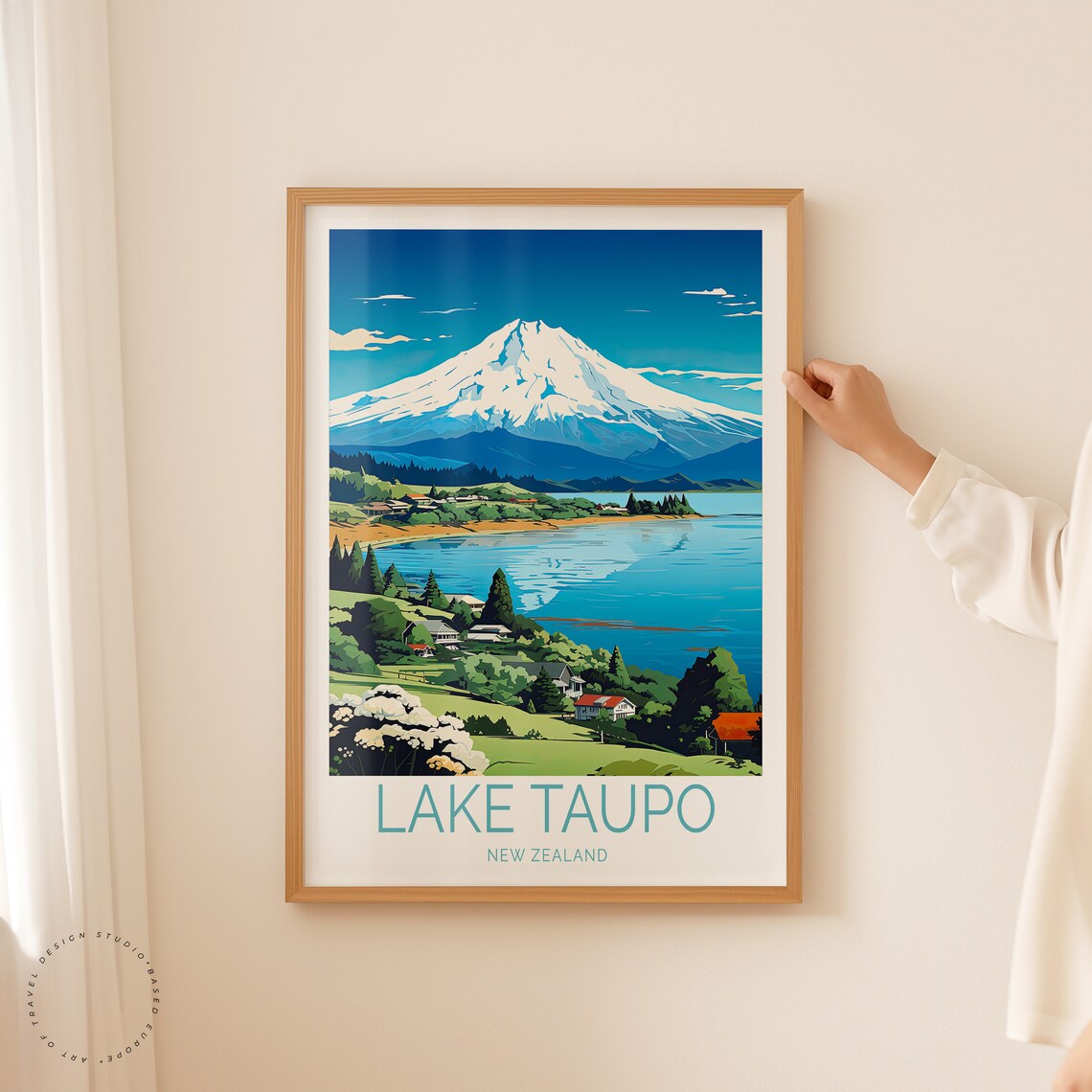 Lake Taupo New Zealand Volcano Lakeside Town Panoramic Poster - Image 2