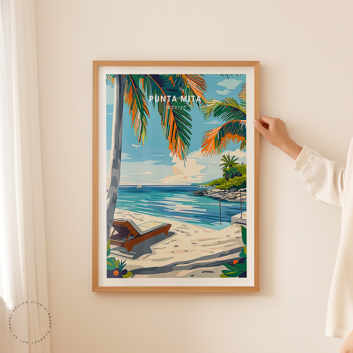 Punta Mita Mexico Palm Canopy Over Sandy Beach with Lounge Chair Poster - Image 2