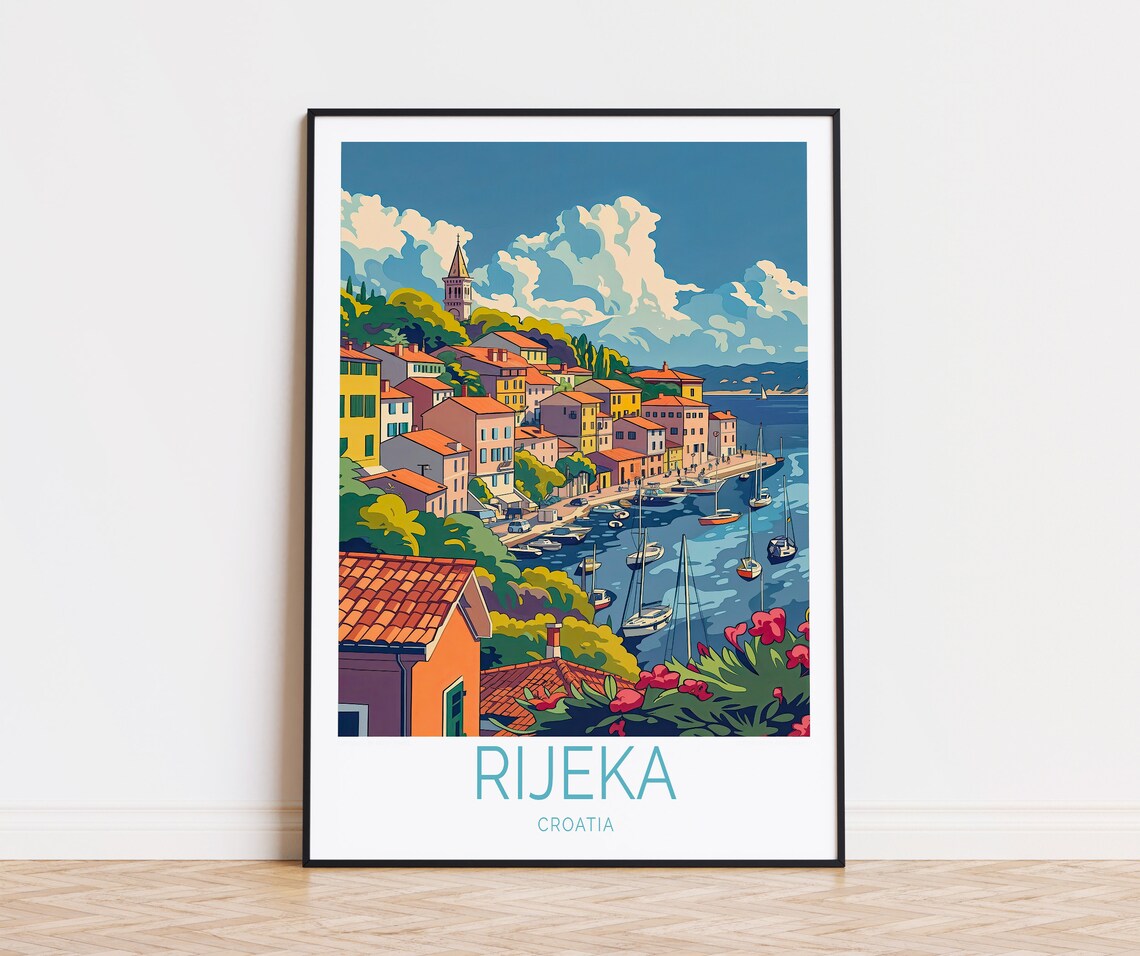 Rijeka Croatia Old Harbor Sailboats Seaside Town Marina Poster