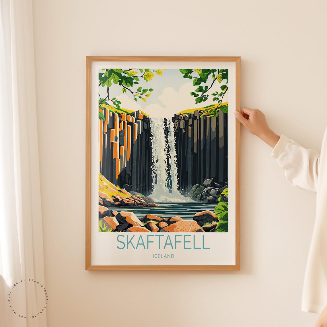 Skaftafell Iceland Svartifoss Basalt Column Falls Bottom Title Poster - Image 2