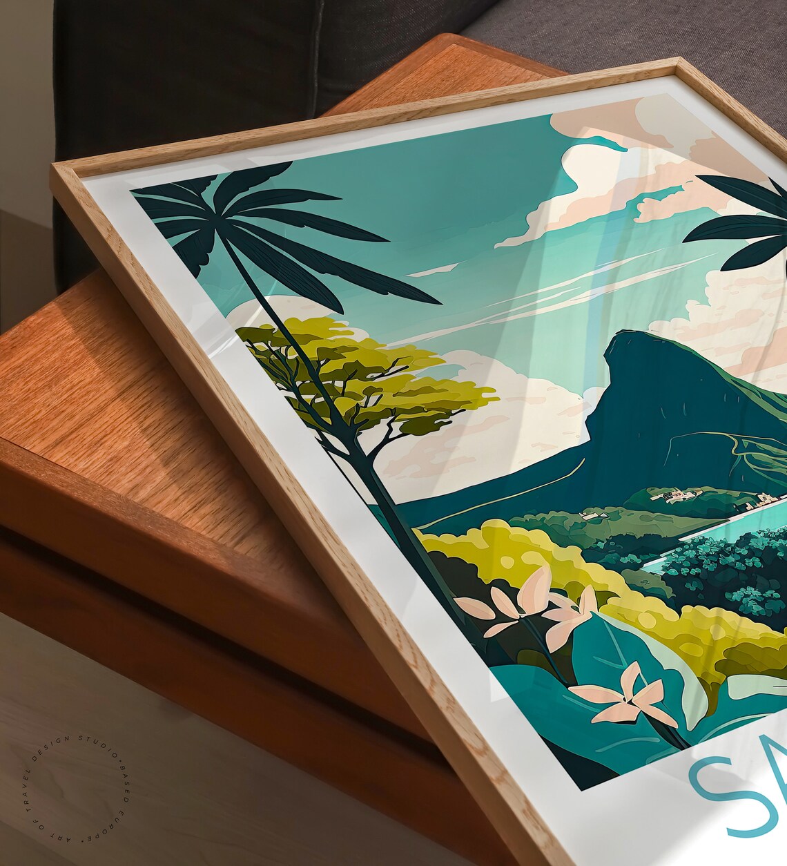 Saint Lucia Caribbean Piton Peaks Tropical Garden View Travel Poster - Image 3