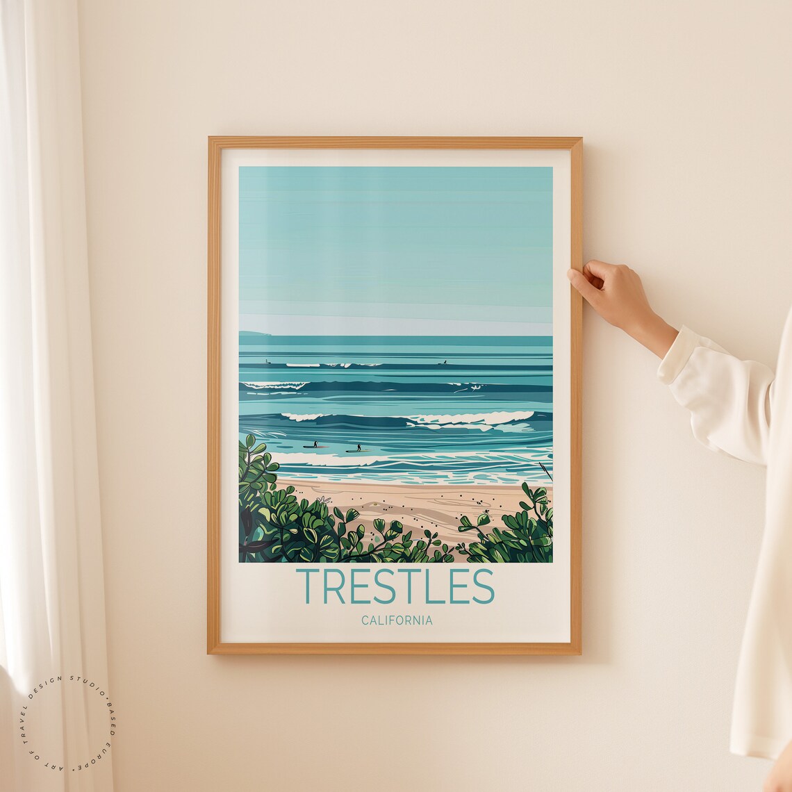 Trestles California Minimalist Beach Waves Surf Travel Poster - Image 2