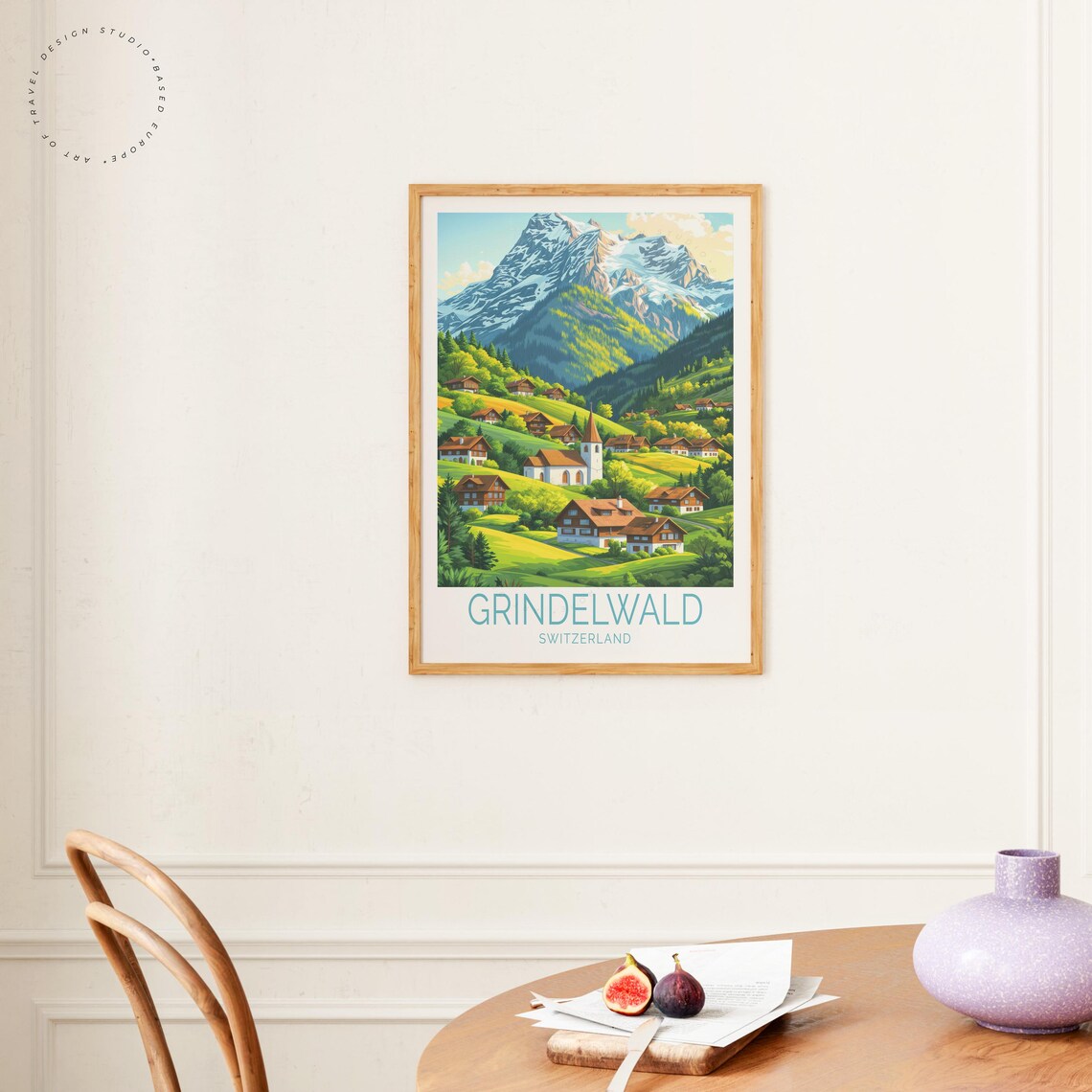 Grindelwald Switzerland Alpine Village Church Mountain Travel Poster - Image 4