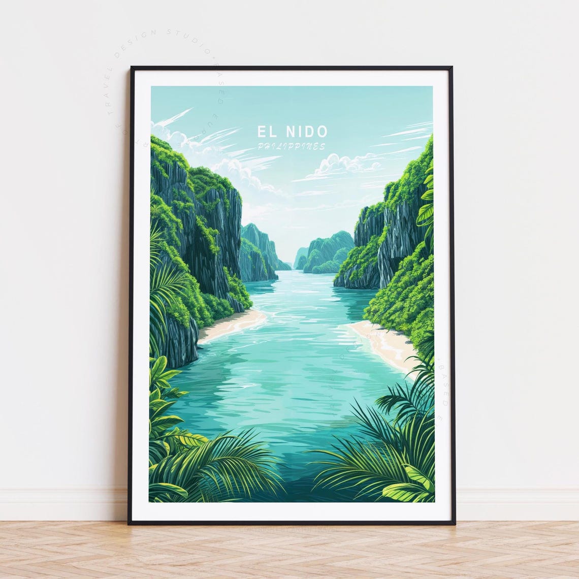 El Nido Philippines Turquoise Lagoon Limestone Cliffs Travel Poster