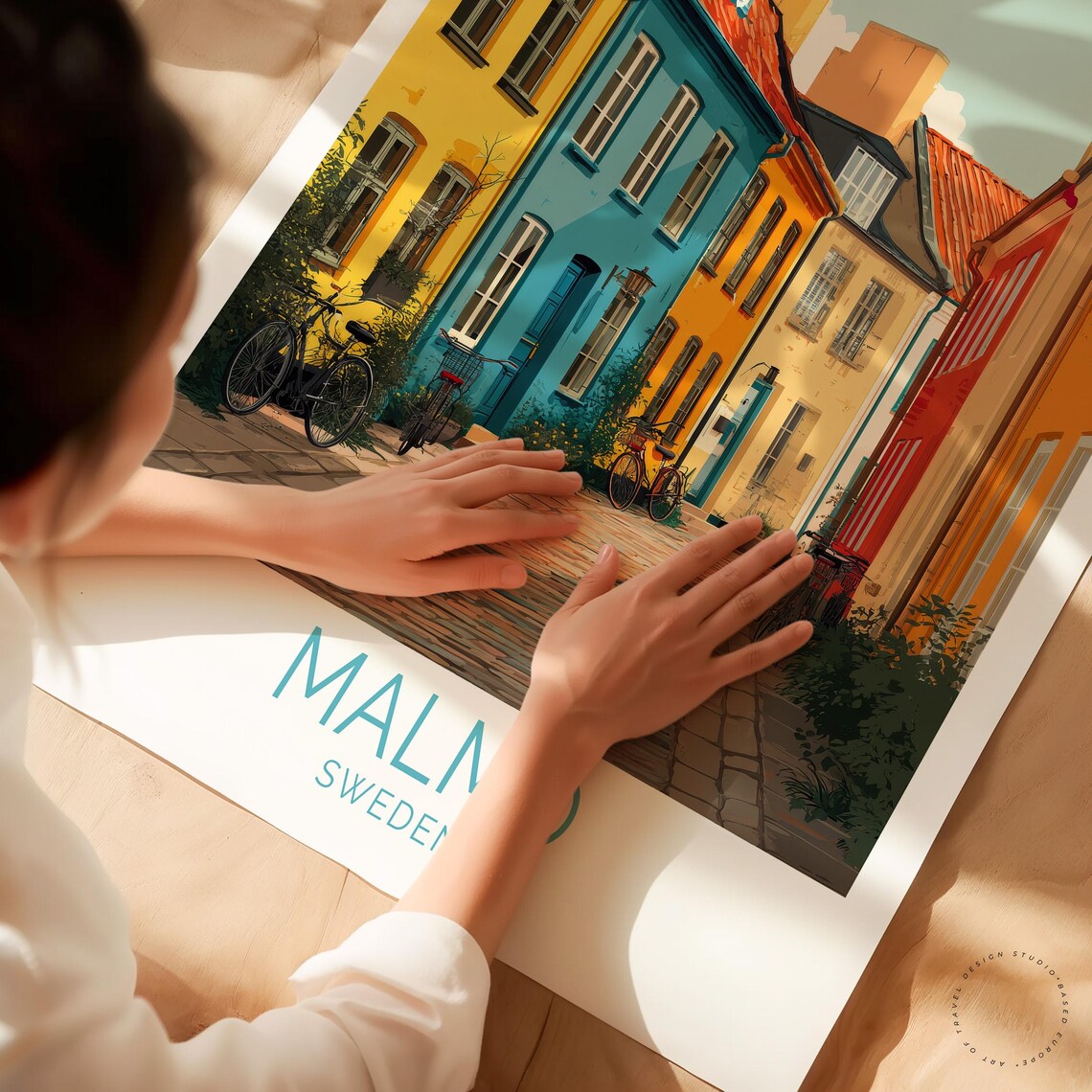 Malmo Sweden Old Town Colorful Historic Houses Street Travel Poster - Image 3