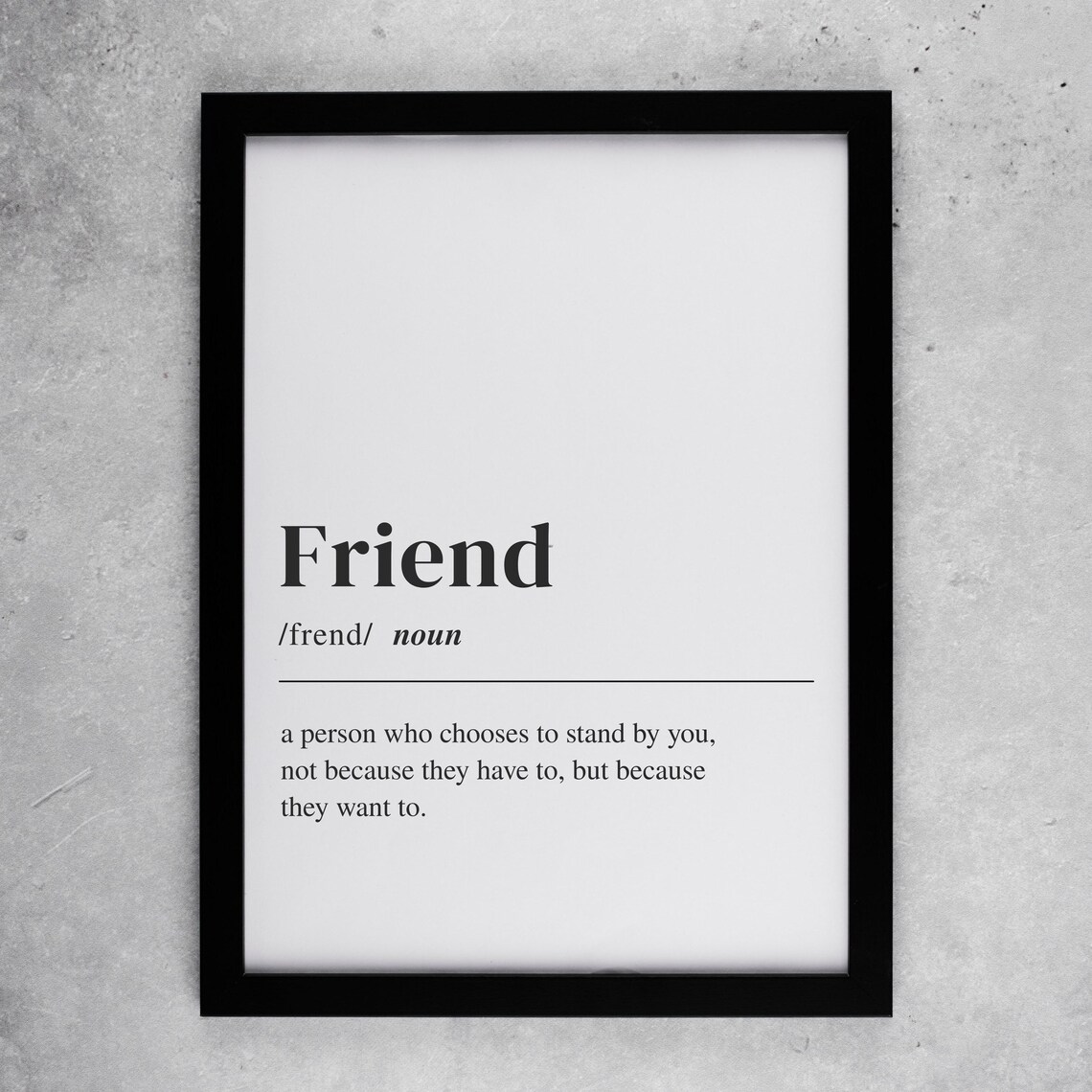 Friend Definition Typography Quote Poster Heartfelt Gift Decor
