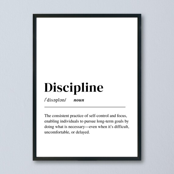 Discipline Definition, Motivational Typography Decor