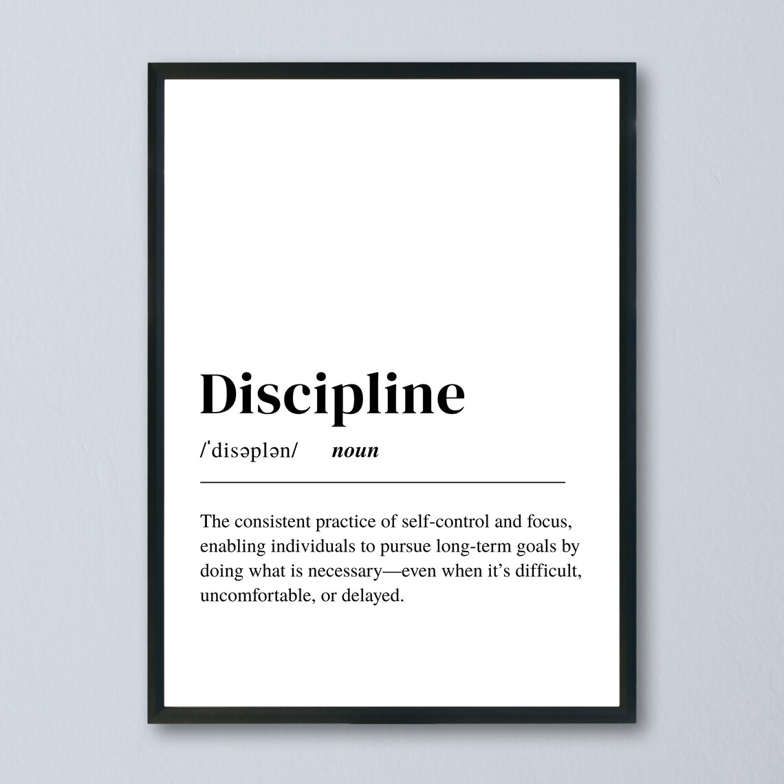 Discipline Definition, Motivational Typography Decor