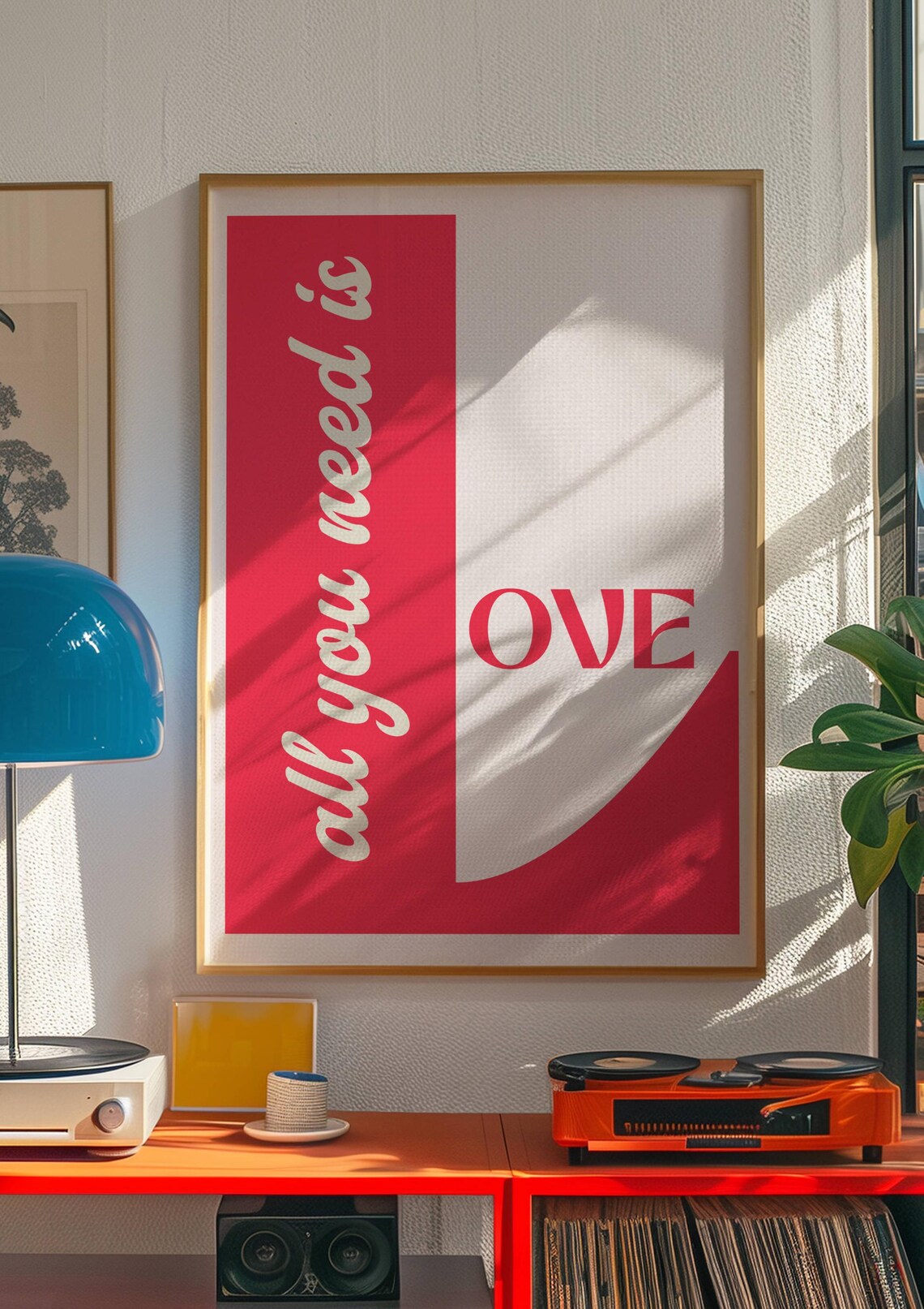 All You Need Is Love Split Typography Pink Trendy Love Quote Poster - Image 2
