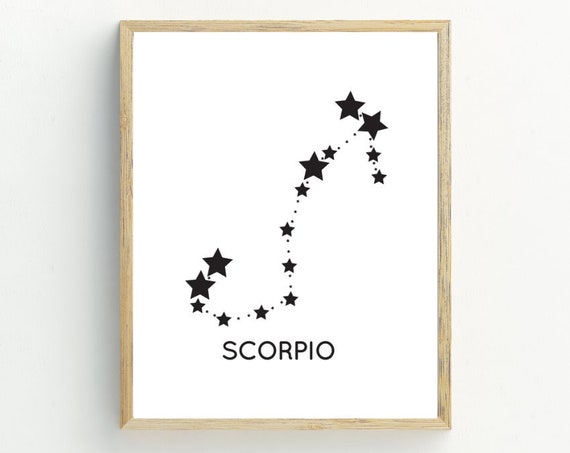 Scorpio Zodiac Constellation Print Zodiac Sign Print Stars Astrology Sign Minimalist Black And White Stars 5x7 8x10 11x14