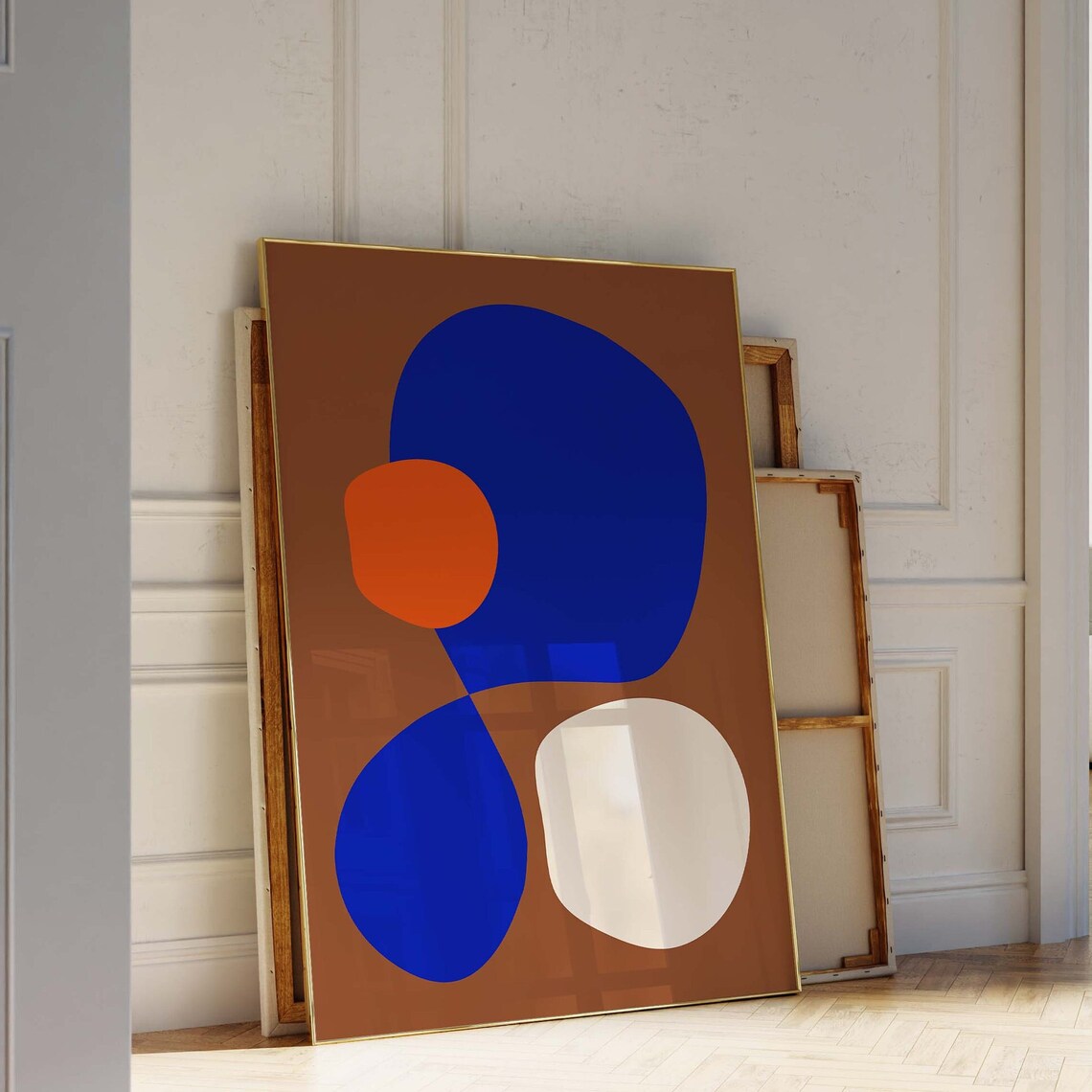 Colorful Minimalist Abstract Art Print, Royal Blue