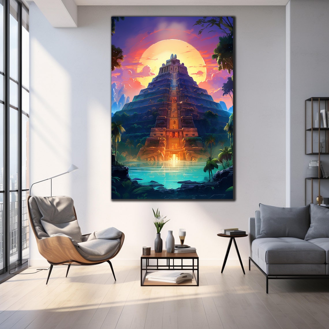 Ancient Mayan Pyramid Sunset Jungle Temple Golden Sky Travel Poster - Image 4