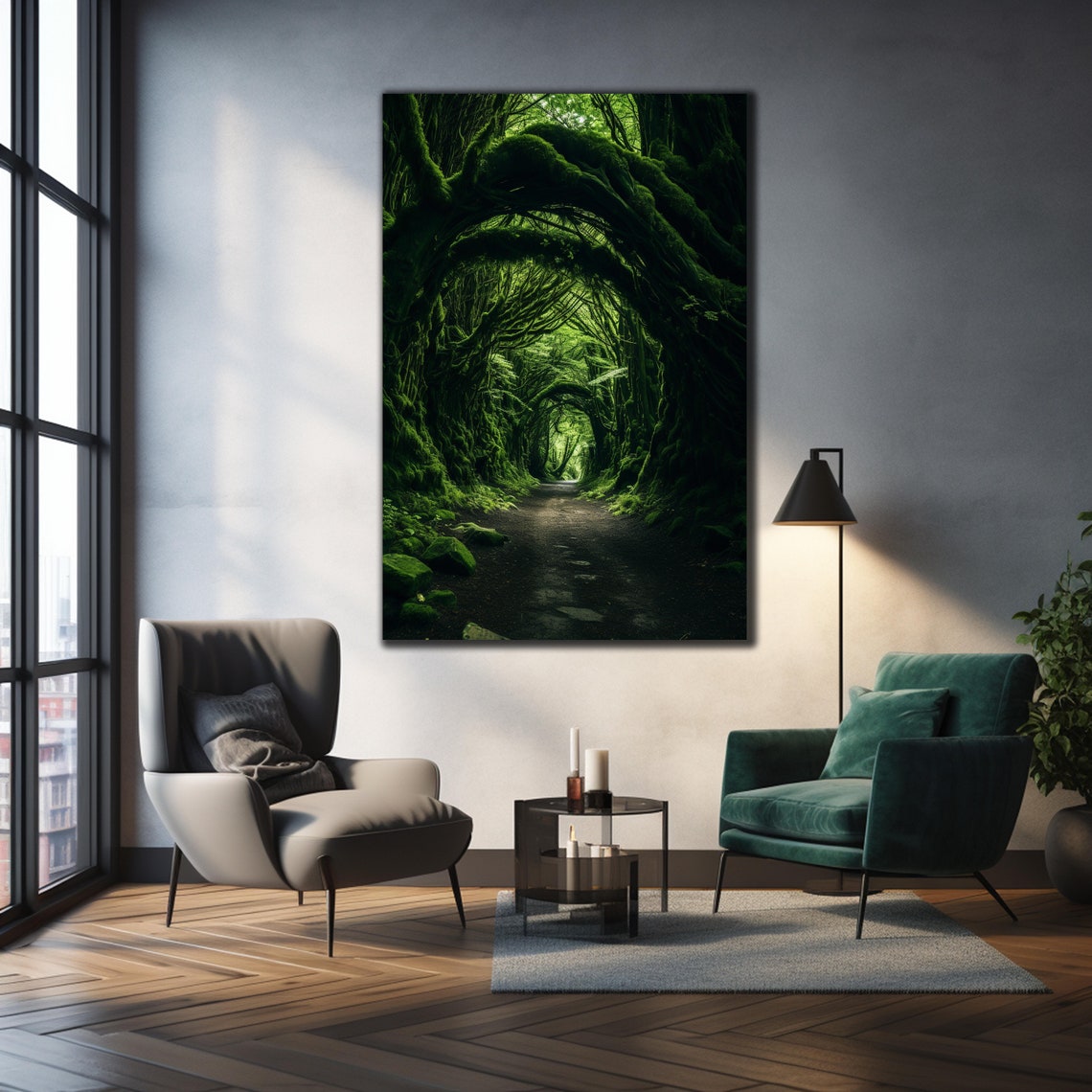 Moss Covered Ancient Tree Arch Forest Pathway Nature Wall Art Poster - Image 2