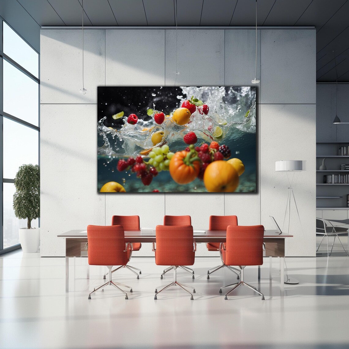 Mixed Fruits Water Splash Strawberries Oranges Grapes Fresh Poster - Image 2