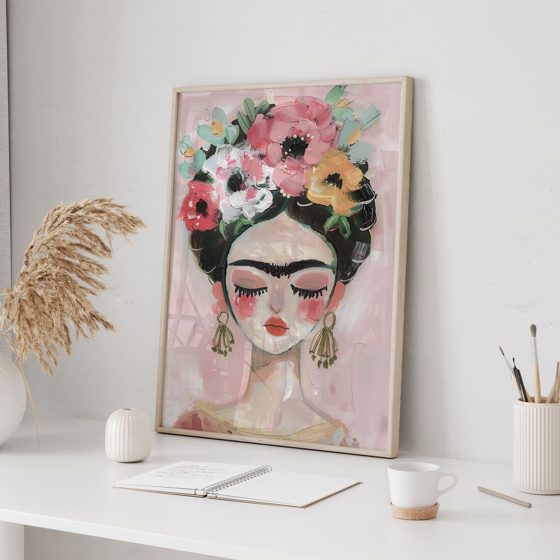 Frida Kahlo Abstract Portrait Boho Art Print - Image 3