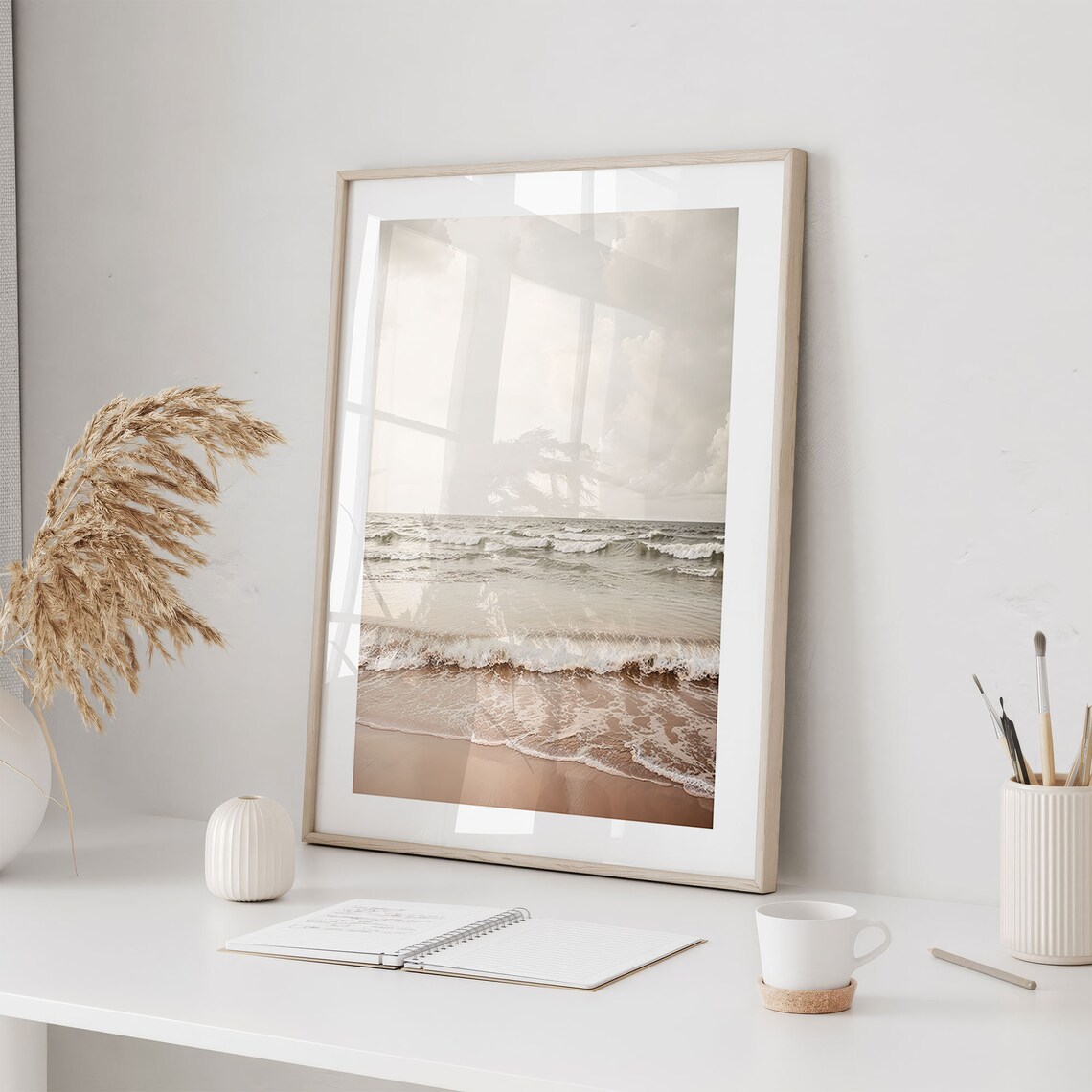 Waves On The Beach, Scandi Style Nature Poster - Image 3