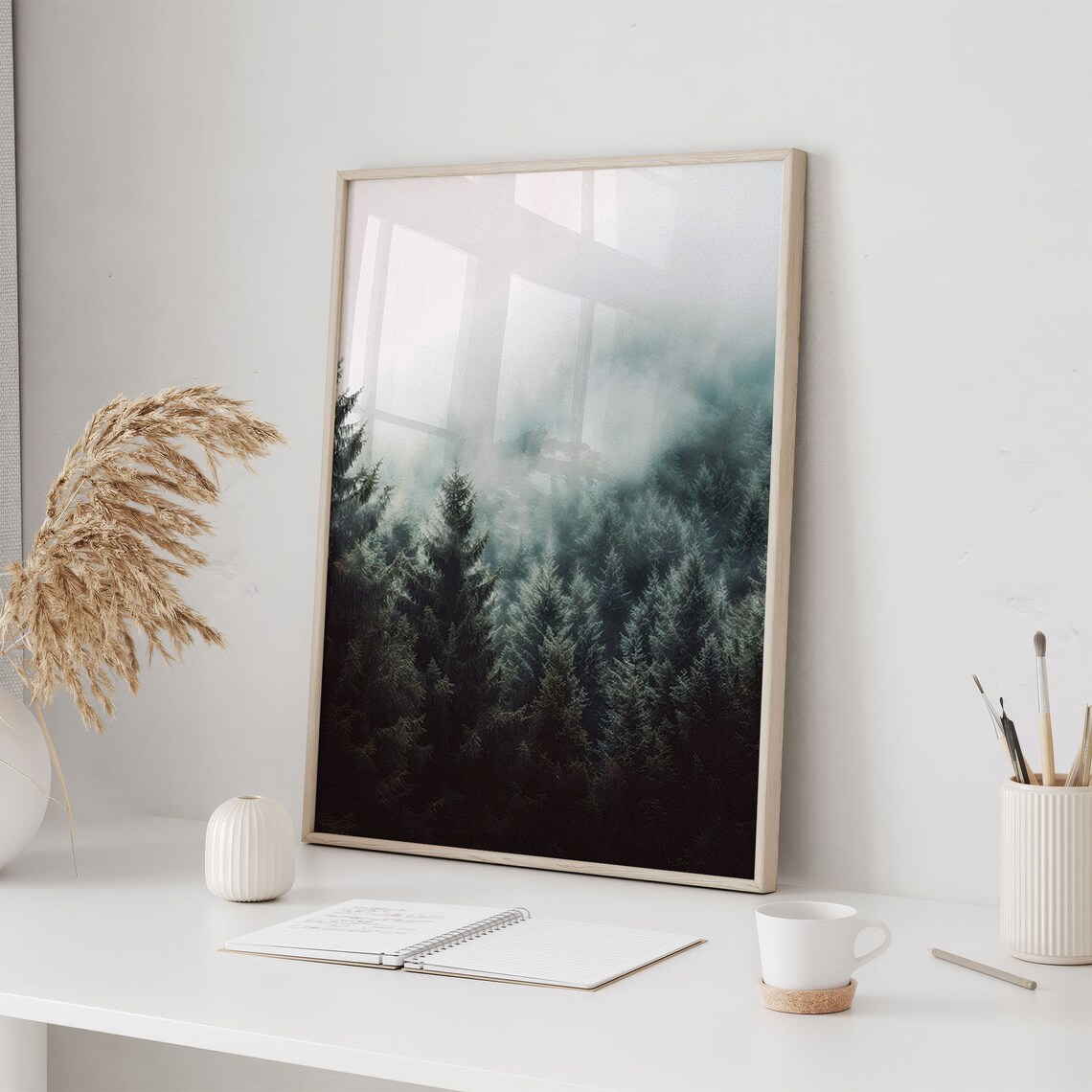 Mystical Forest In The Fog Poster, Scandi Style - Image 2