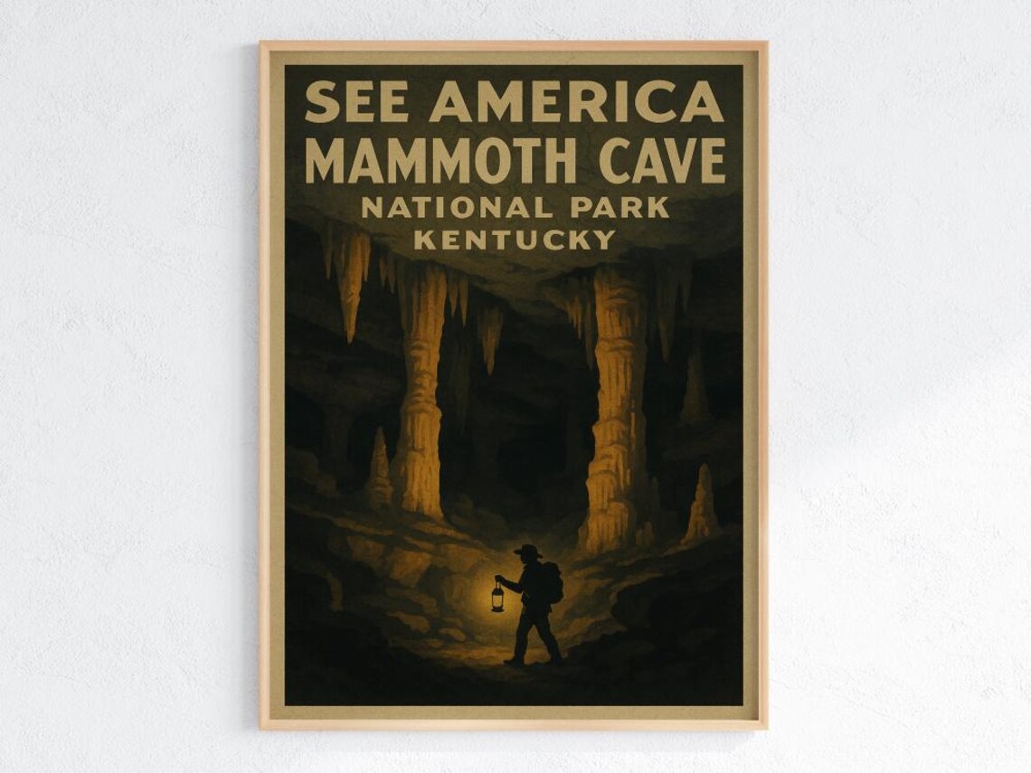 Mammoth Cave National Park Poster Vintage WPA Style Kentucky Travel