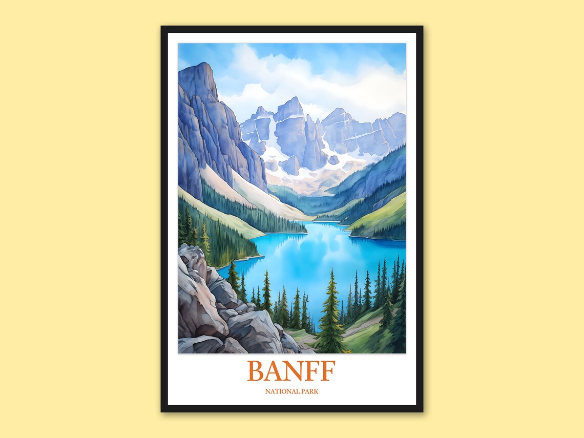 Banff National Park Moraine Lake Valley Overlook Travel Poster