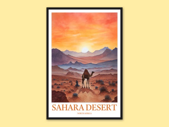 Sahara Desert Travel Poster North Africa Wall Art