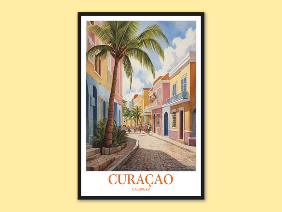 Curaao Travel Poster Caribbean Street Art Print