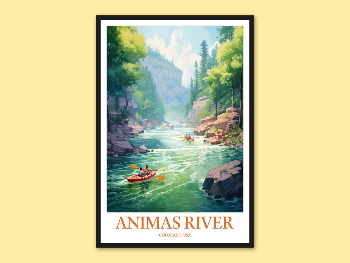 Animas River Colorado Kayaking Canyon Adventure Travel Poster