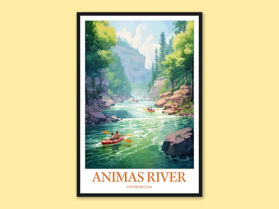 Animas River Colorado Kayaking Canyon Adventure Travel Poster