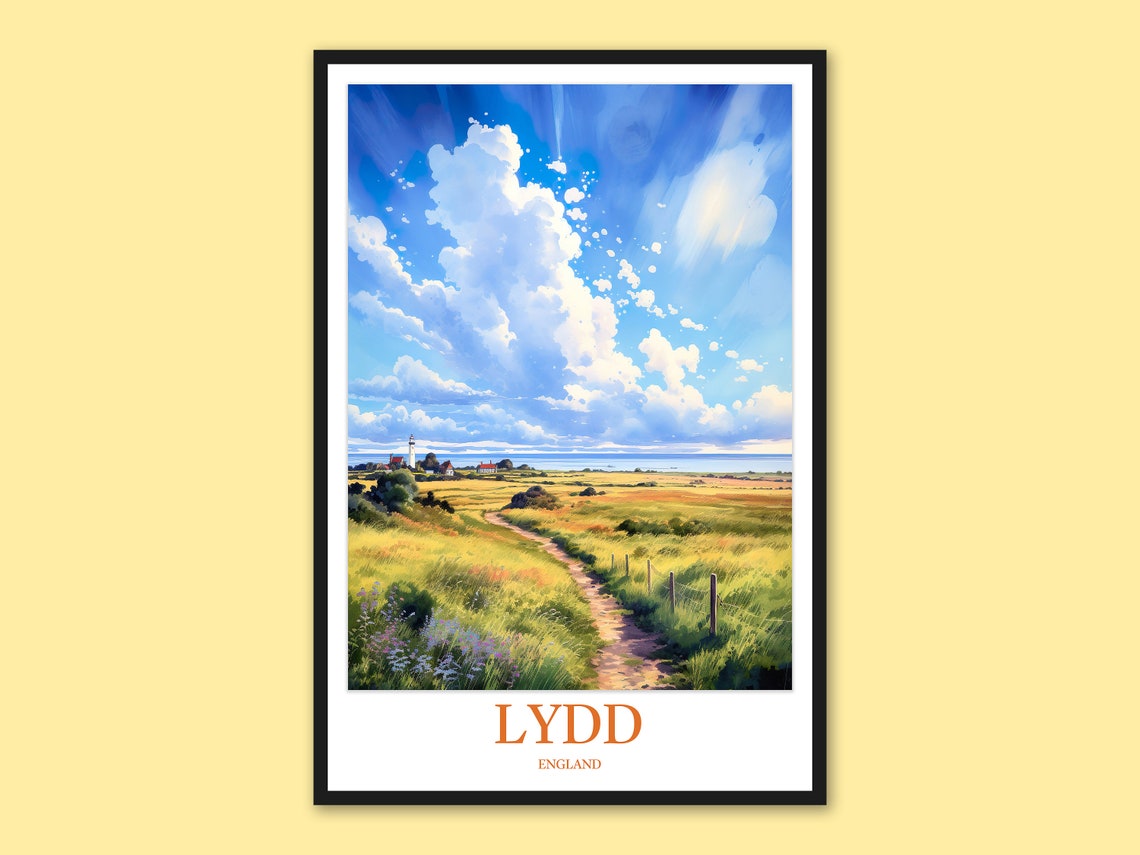 Lydd England Marsh Path to the Lighthouse Coastal Travel Poster