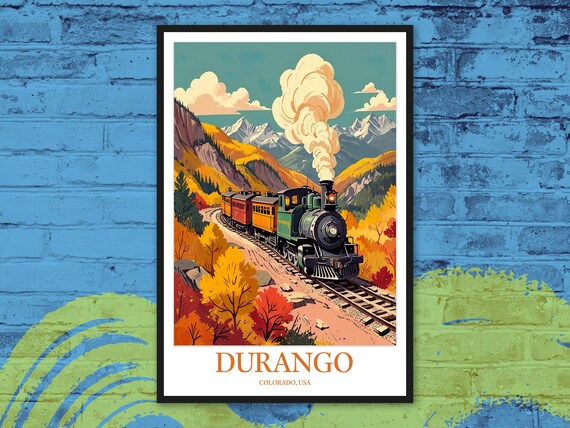 Durango Colorado Vintage Steam Train Autumn Mountains Travel Poster