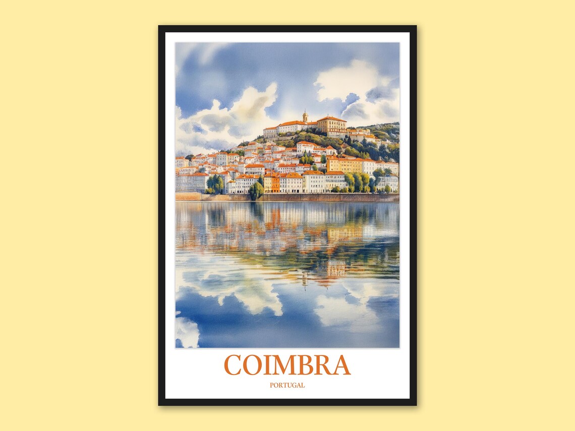 Coimbra Portugal Travel Poster, Mondego River