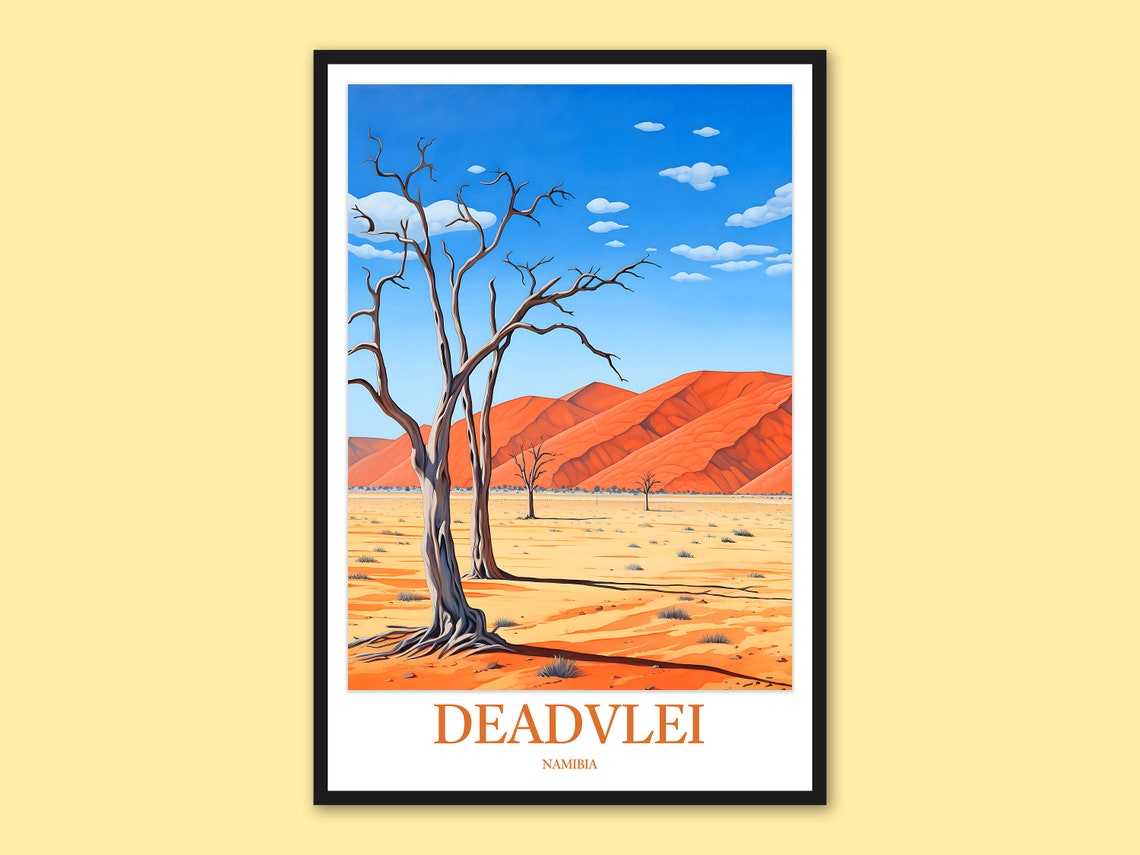 Deadvlei Namibia Twin Dead Trees Wide Desert Pan Travel Poster