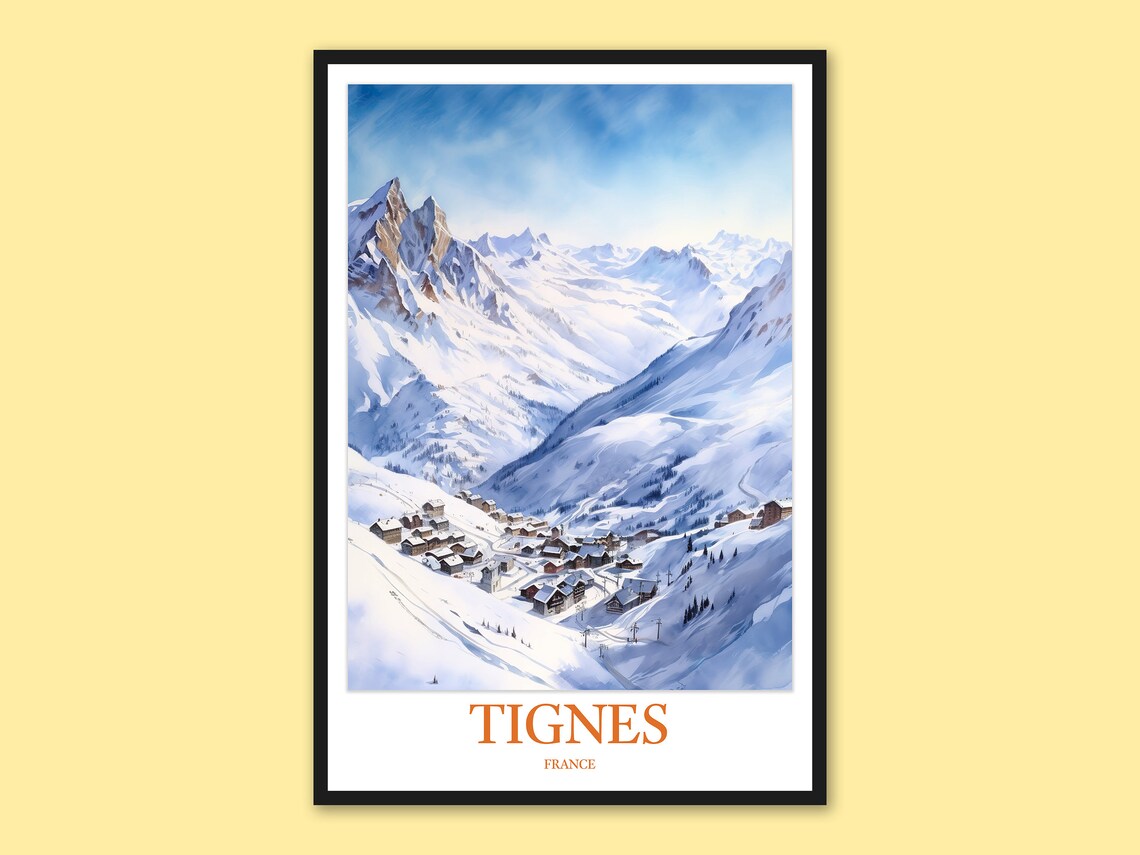 Tignes France Snowy Mountain Peaks Winter Alpine Valley Poster