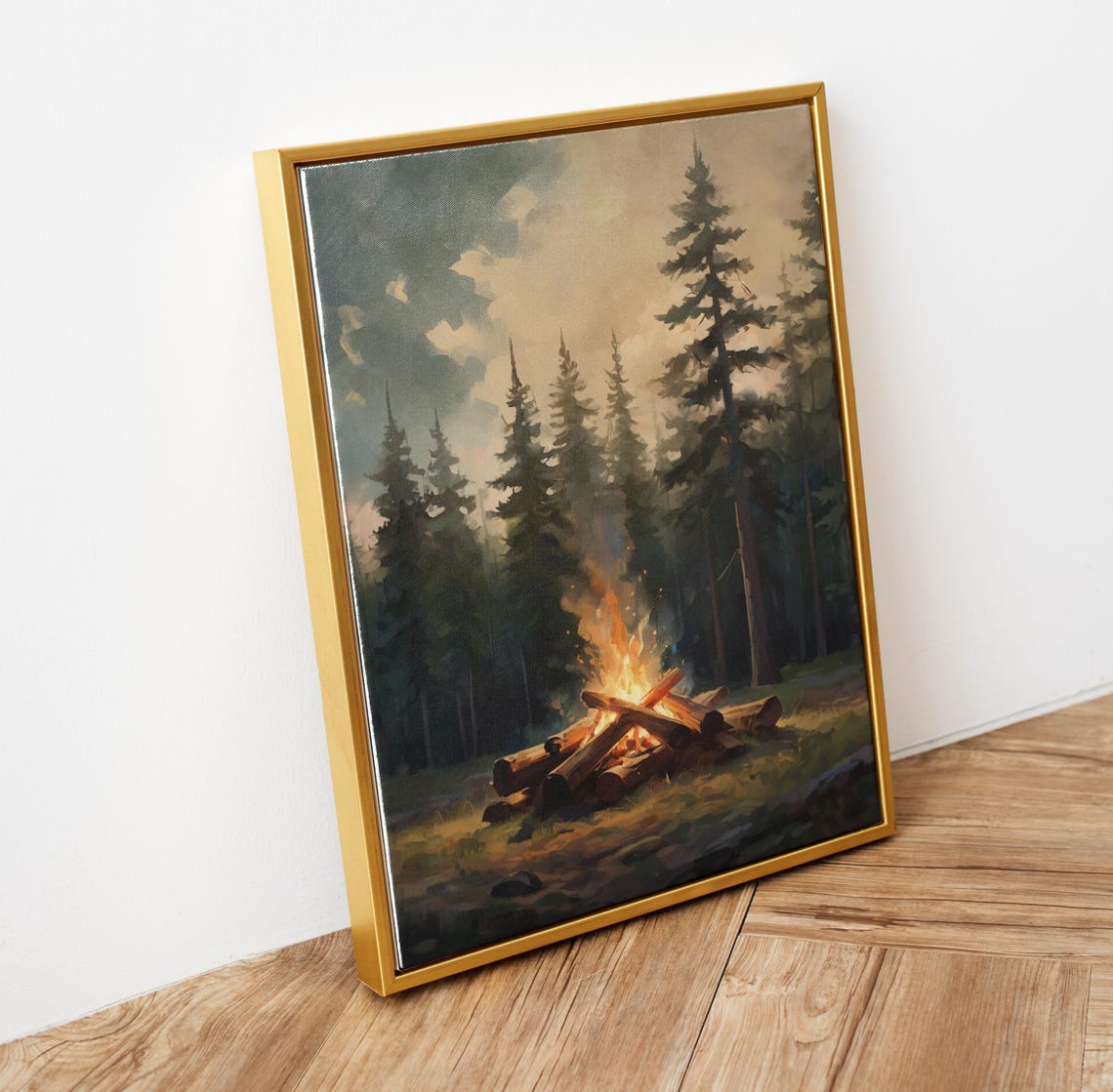 Rustic Campfire Poster Trendy Art Prints Pine Tree Art Vintage Forest Art Retro Wall Art Cabin Wall Decor Campfire Art Prints - Image 6