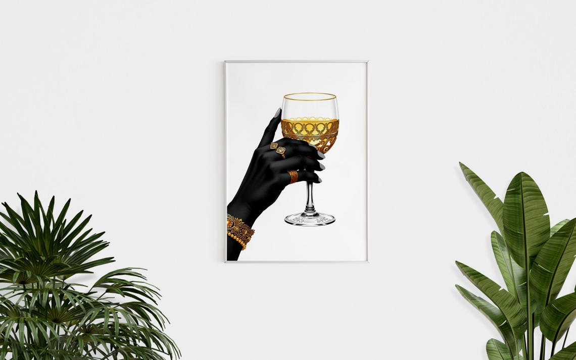 Black Woman Art Trendy Art Prints Black Female Art Minimalist Wall Art Femme Fatale Girly Wall Art Black Girl Print - Image 2