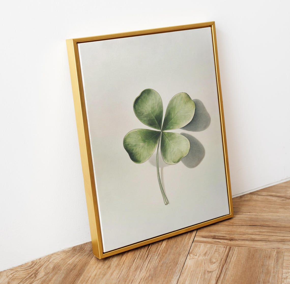 Four Leaf Clover Minimalist Watercolor Botanical Green Leaf Wall Art - Image 5
