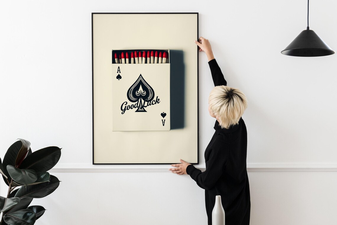 Ace Of Spades Good Luck Matchbox Retro Red Matches Wall Poster - Image 2
