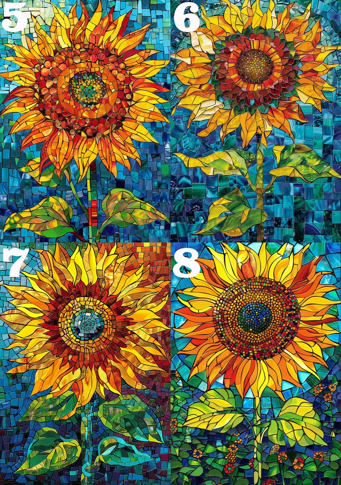 Stained Glass Sunflower Jigsaw Puzzle Art Print - Image 4