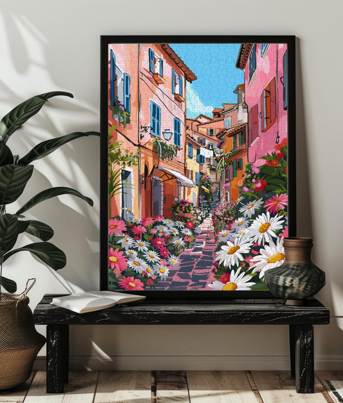 Pink Abstract Flower Jigsaw Puzzle Art, Floral Gift - Image 2