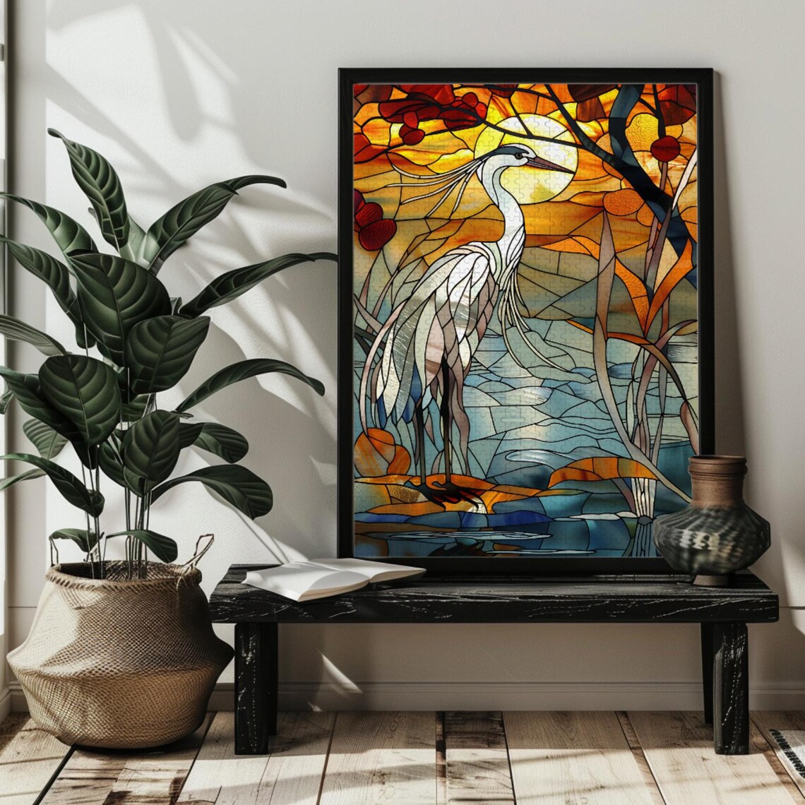Stained Glass Heron Puzzle Art, Couple Gift - Image 2