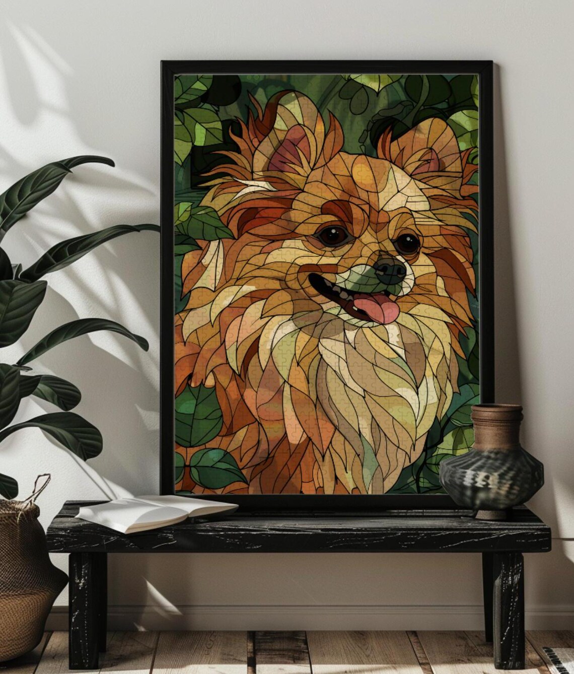 Stained Glass Pomeranian Jigsaw Puzzle Art