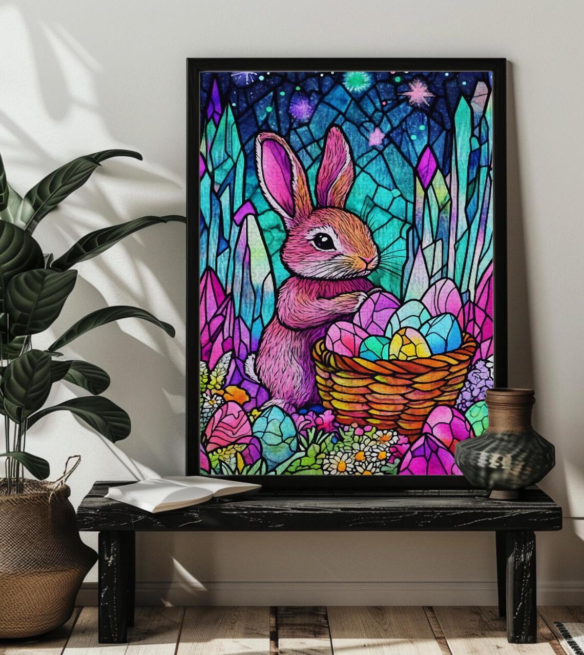 Stained Glass Easter Bunny Rabbit Art Print - Image 4