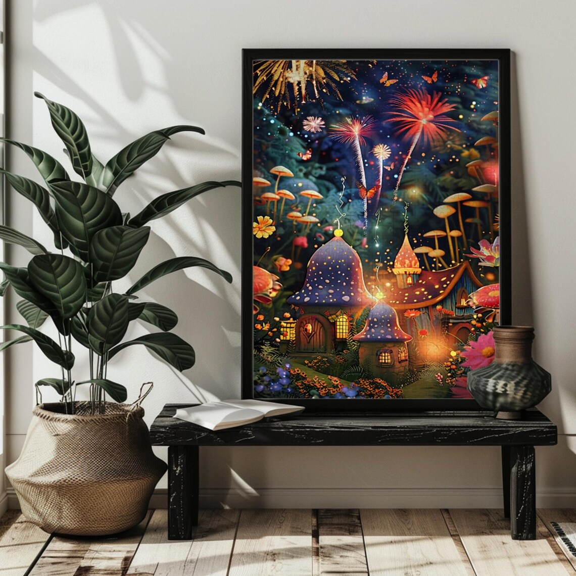 Whimsical Mushroom House Christmas Puzzle, Van Gogh-Inspired - Image 3